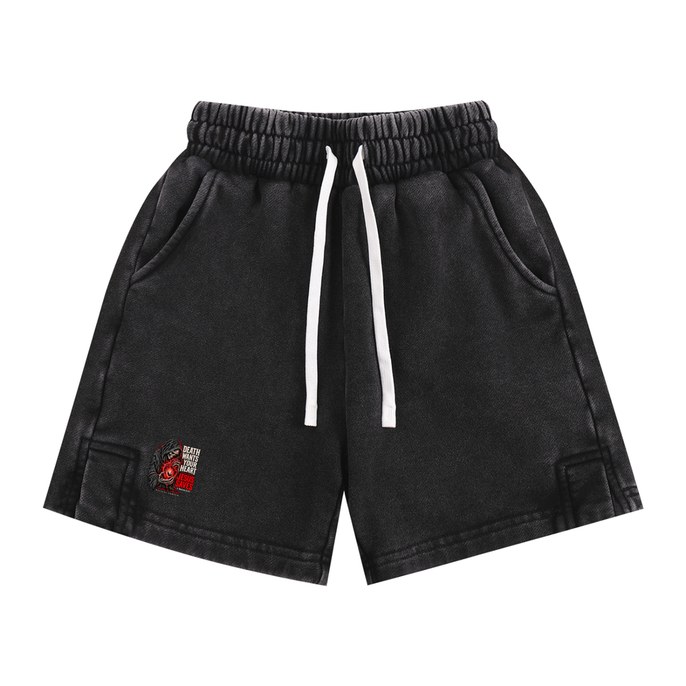 DEATH WANTS YOUR HEART JESUS SAVES ROMANS 6:23 REVIVAL ARMOUR Kids' Shorts