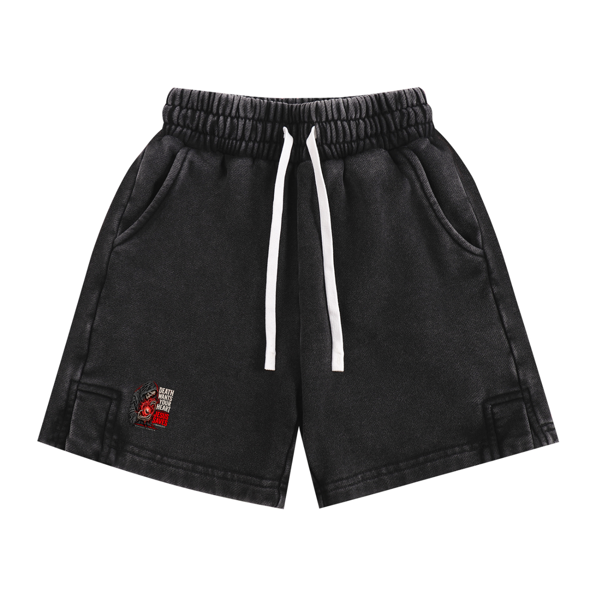 DEATH WANTS YOUR HEART JESUS SAVES ROMANS 6:23 REVIVAL ARMOUR Kids' Shorts