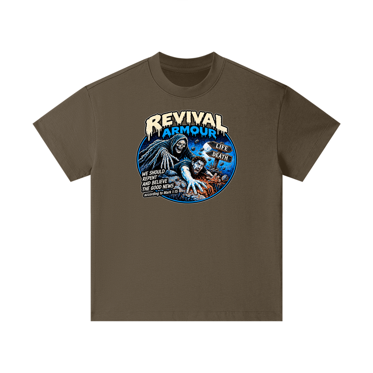 REVIVAL ARMOUR WE SHOULD REPENT AND BELIEVE THE GOOD NEWS according to Mark 1:15 Kids T-Shirt