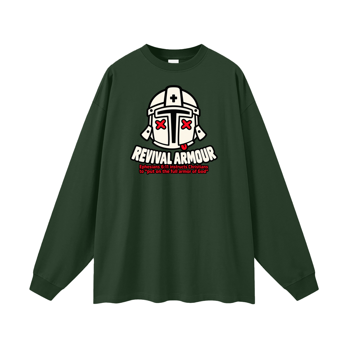 REVIVAL ARMOUR Ephesians 6:11 instructs Christians to "put on the full armor of God" Long Sleeve T-Shirt