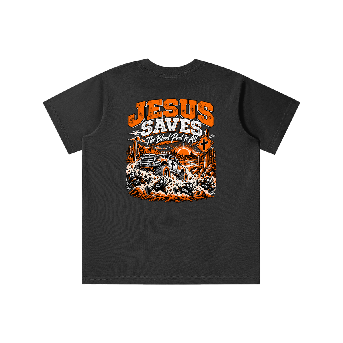 JESUS DIED FOR FOR OUR SINS THAT'S THE GOOD NEWS 1 CORTHIANS 15:1-4 JESUS SAVES THE BLOOD PAID IT ALL youth' T-shirt