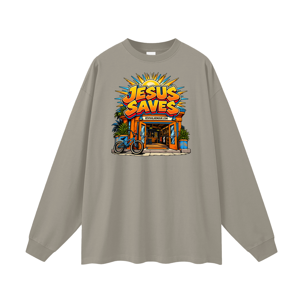 JESUS SAVES REVIVALARMOUR.COM Long Sleeve T-Shirt