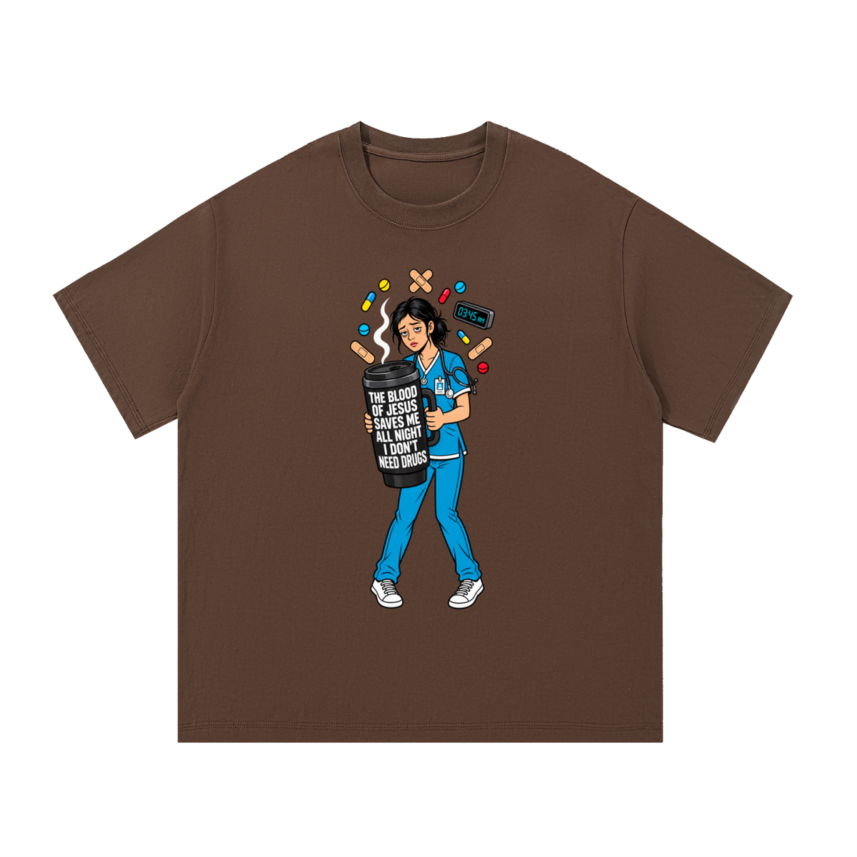 THE BLOOD OF JESUS SAVES ME ALL NIGHT I DON'T NEED DRUGS T-Shirt