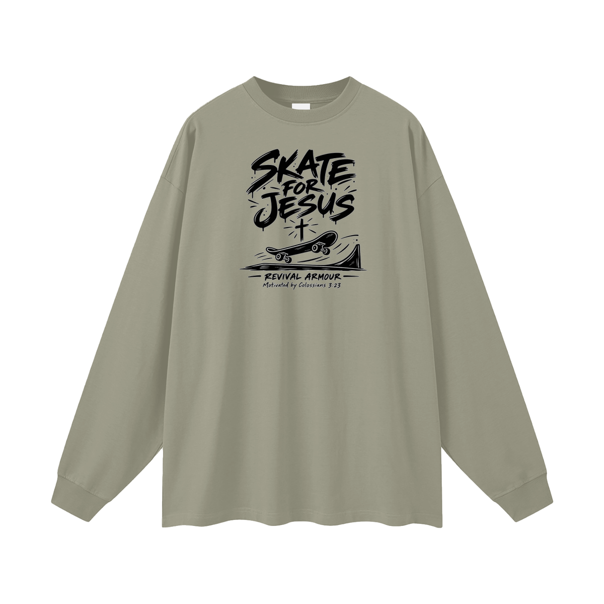 SKATE FOR JESUS REVIVAL ARMOUR Motivated by Colossians 3:23 Long Sleeve T-Shirt