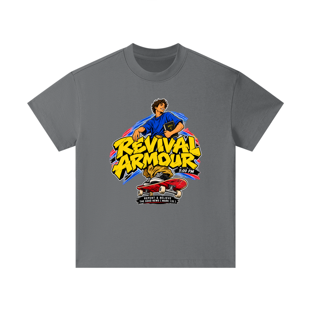REVIVAL ARMOUR 5:00PM REPENT & BELIEVE THE GOOD NEWS ( MARK 1:15 ) Kids T-Shirt