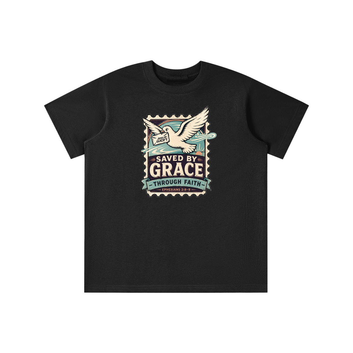 SAVED BY GRACE -THROUGH FAITH- - EPHESIANS 2:8-9 - youth T-shirt