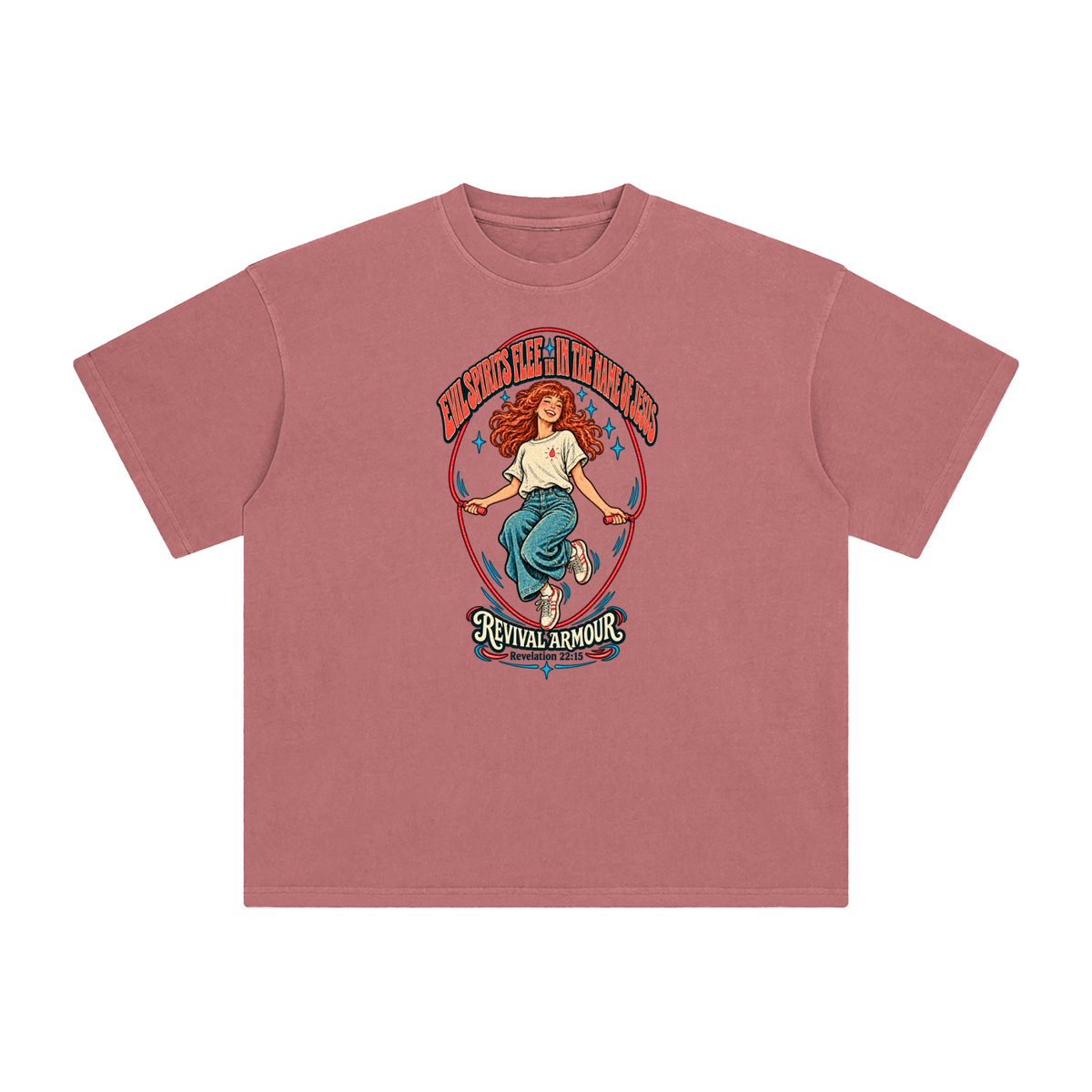 EVIL SPIRITS FLEE IN THE NAME OF JESUS REVIVAL ARMOUR *Revelation 22:15* T-Shirt