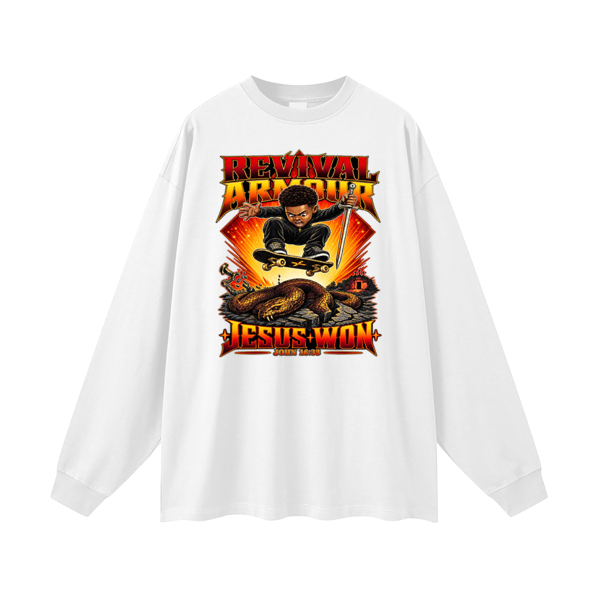 REVIVAL ARMOUR JESUS * WON - JOHN 16:33 - Long Sleeve T-Shirt