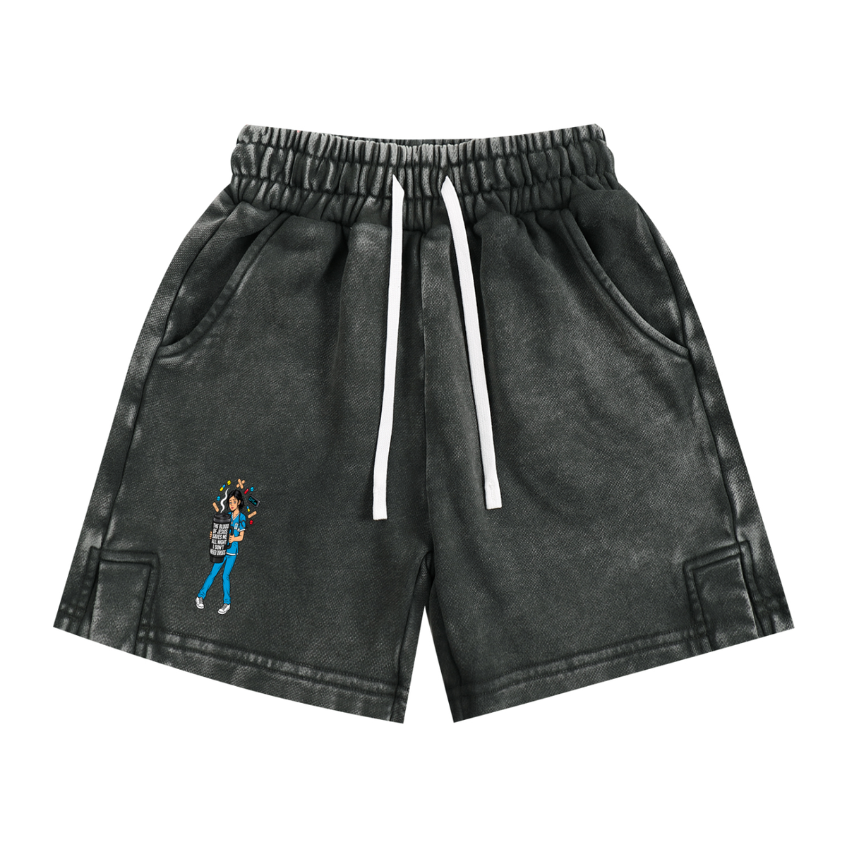 THE BLOOD OF JESUS SAVES ME ALL NIGHT I DON'T NEED DRUGS Kids' Shorts