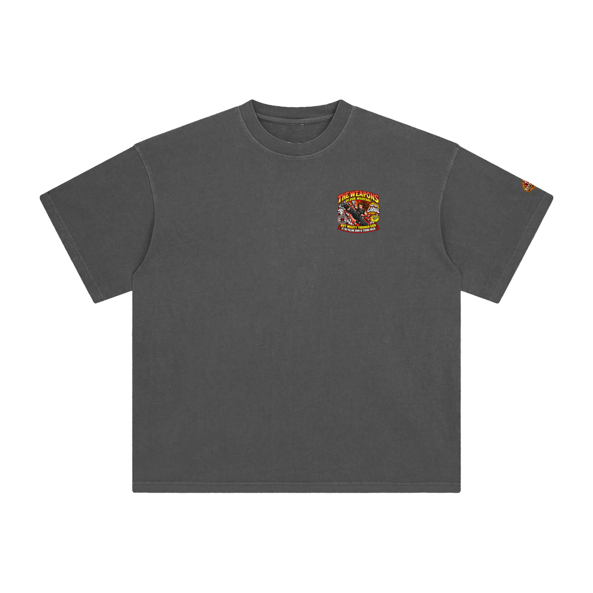THE WEAPONS OF OUR WARFARE ARE NOT CARNAL INSPIRED BY 2 CORINTHIANS 10:4 BUT MIGHTY THROUGH GOD TO THE PULLING DOWN OF STRONG HOLDS REVIVAL ARMOUR T-Shirt