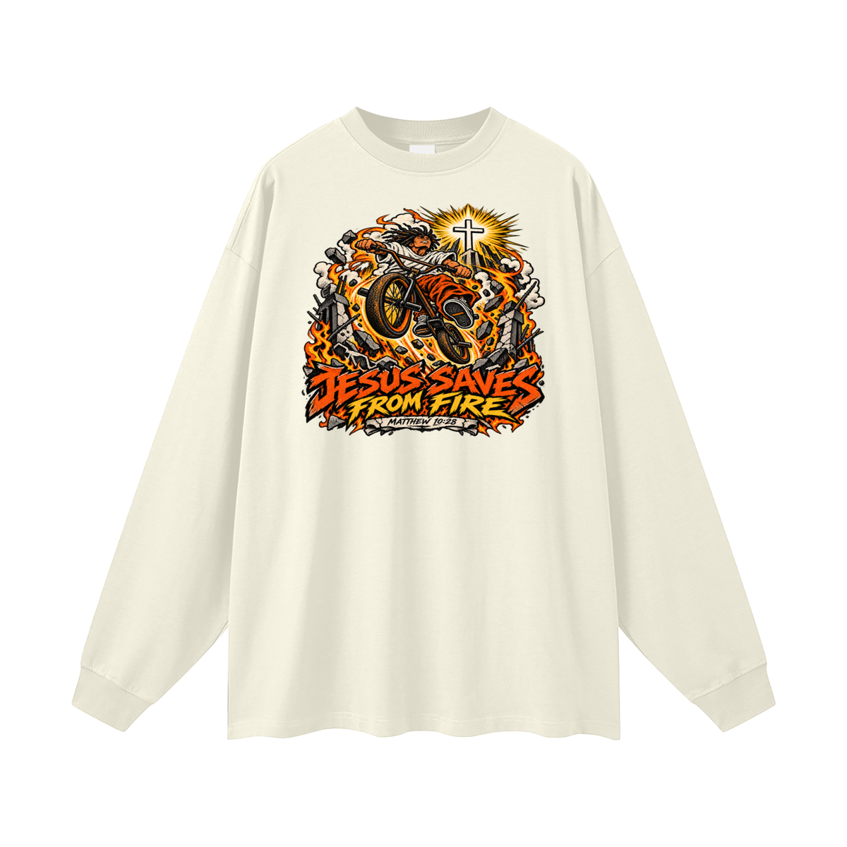 JESUS SAVES FROM FIRE Long Sleeve T-Shirt
