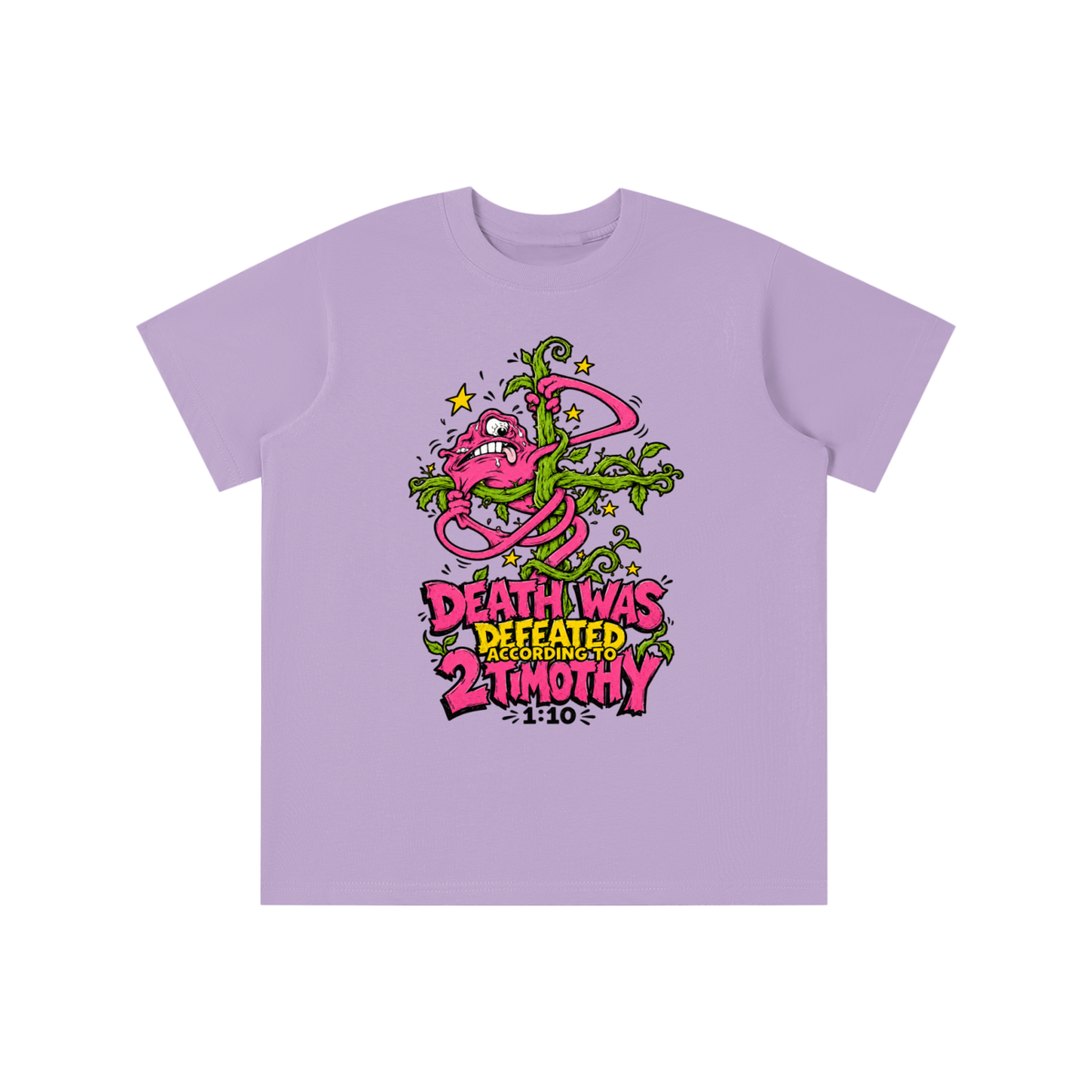 DEATH WAS DEFEATED ACCORDING TO 2 TIMOTHY 1:10 youth T-shirt