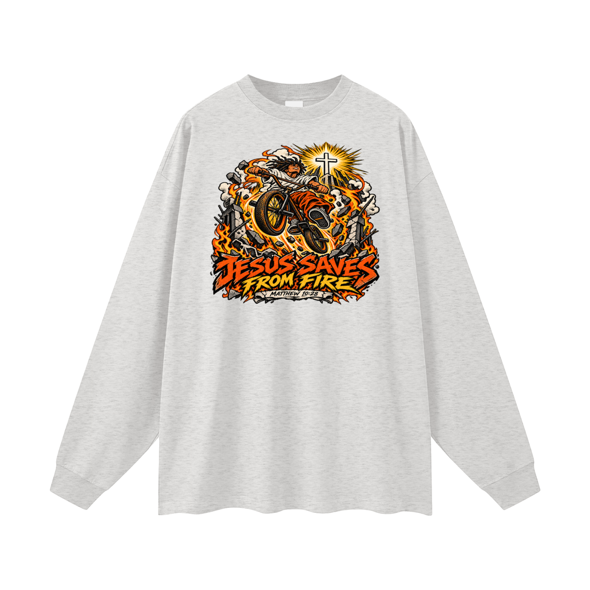 JESUS SAVES FROM FIRE Long Sleeve T-Shirt