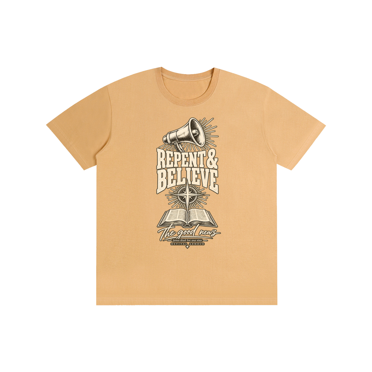 REPENT & BELIEVE The good news Jesus died for our sins REVIVAL ARMOUR T-Shirt