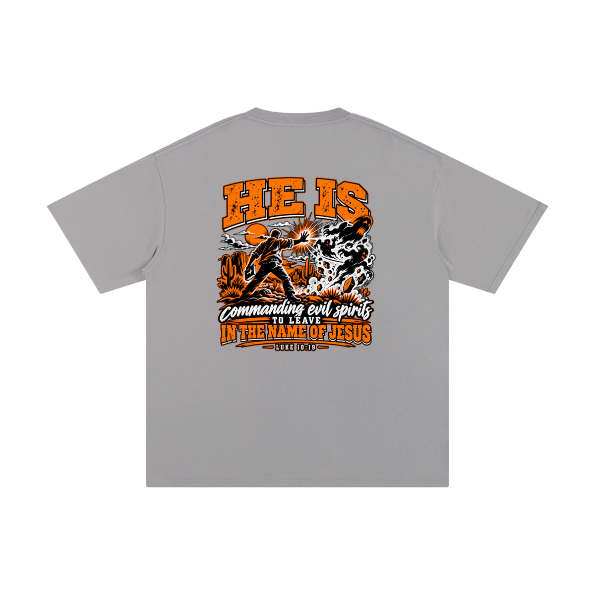 THE WEAPONS OF OUR WARFARE ARE NOT CARNAL HE IS COMMANDING EVIL SPIRITS TO LEAVE IN THE NAME OF JESUS - LUKE 10:19 - T-Shirt