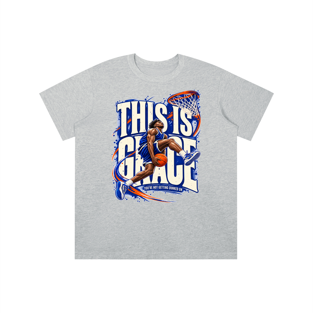 THIS IS GRACE YOU'RE NO GETTING DUNKED ON ( MARK 1:15 IS ON HIS SHOES ) youth T-shirt