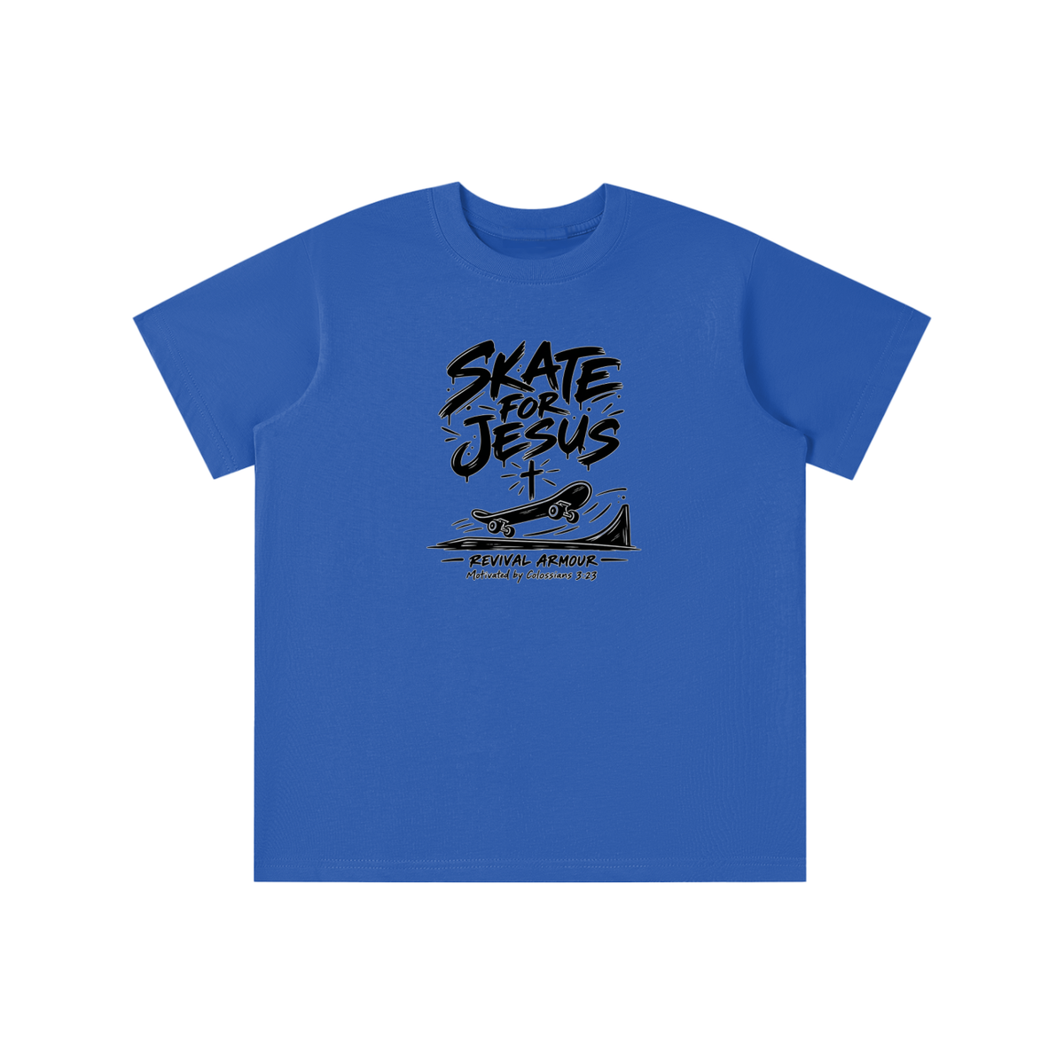 SKATE FOR JESUS REVIVAL ARMOUR Motivated by Colossians 3:23 youth T-shirt