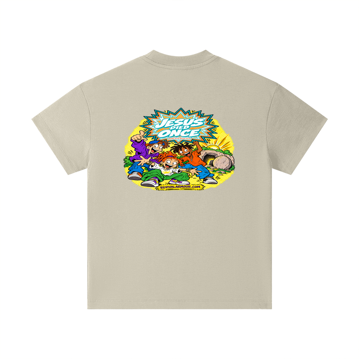 JESUS DIED ONCE BACKED UP BY Romans 6:9-10 Kids T-Shirt