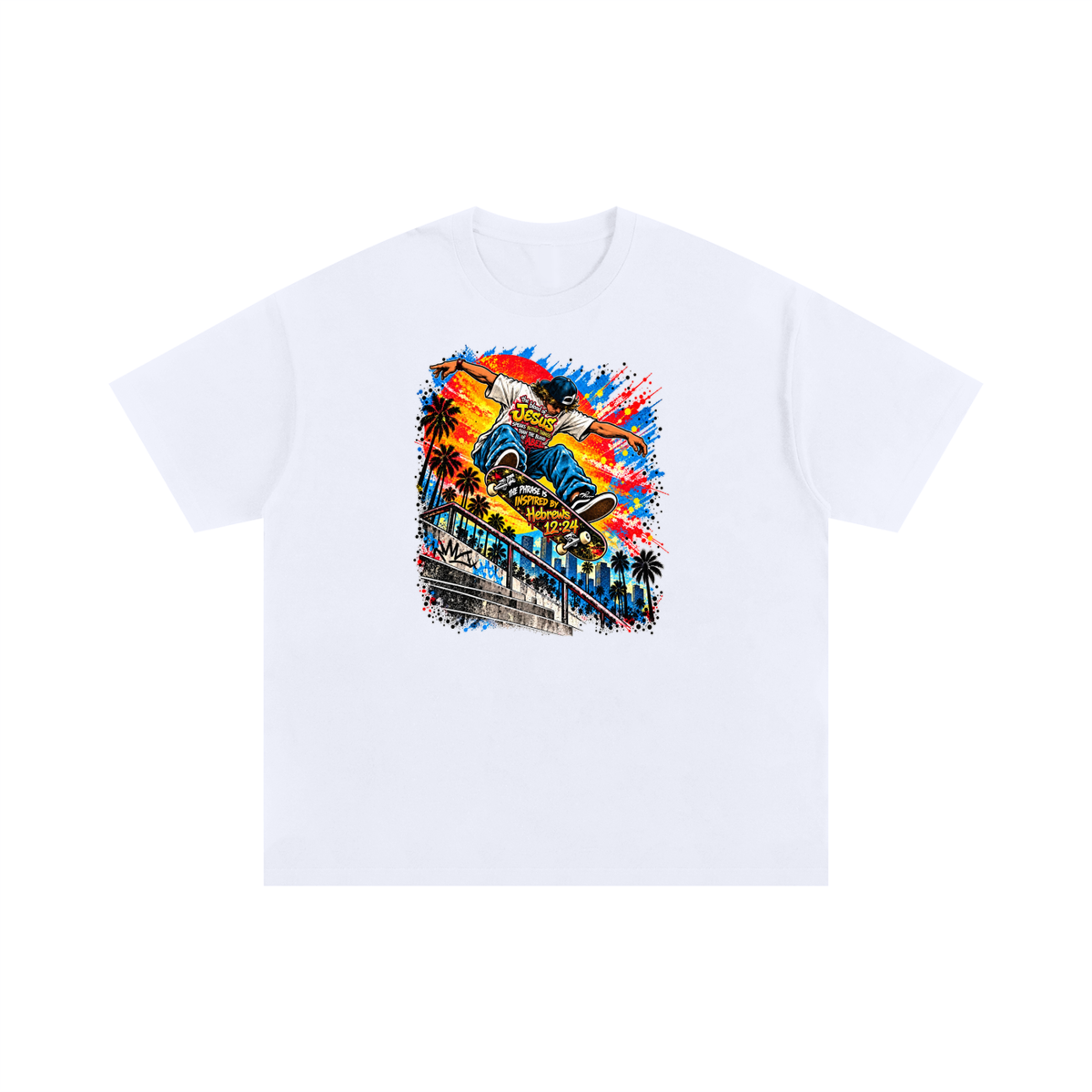 the blood of Jesus speaks better things than the blood of Abel the phrase is inspired by HEBREWS 12:24 skater T-Shirt