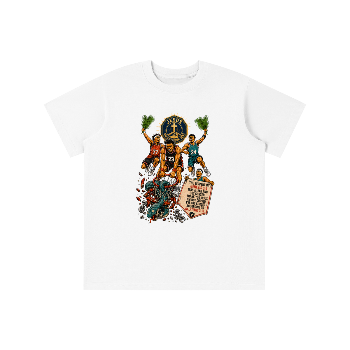 THE SERPENT IN GENESIS 3:4 WAS A LIAR AND GOT CURSED. THANK YOU JESUS. I'M NOT CURSED. I'M NOT CURSED ACCORDING TO GALATIANS 3:13. youth T-shirt