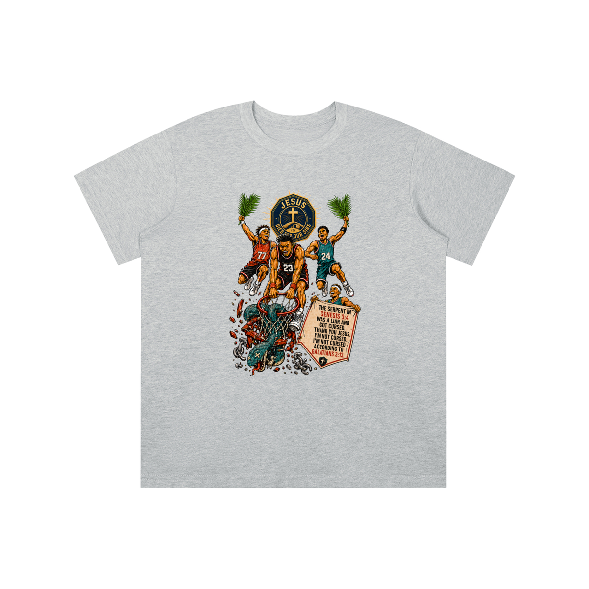 THE SERPENT IN GENESIS 3:4 WAS A LIAR AND GOT CURSED. THANK YOU JESUS. I'M NOT CURSED. I'M NOT CURSED ACCORDING TO GALATIANS 3:13. youth T-shirt
