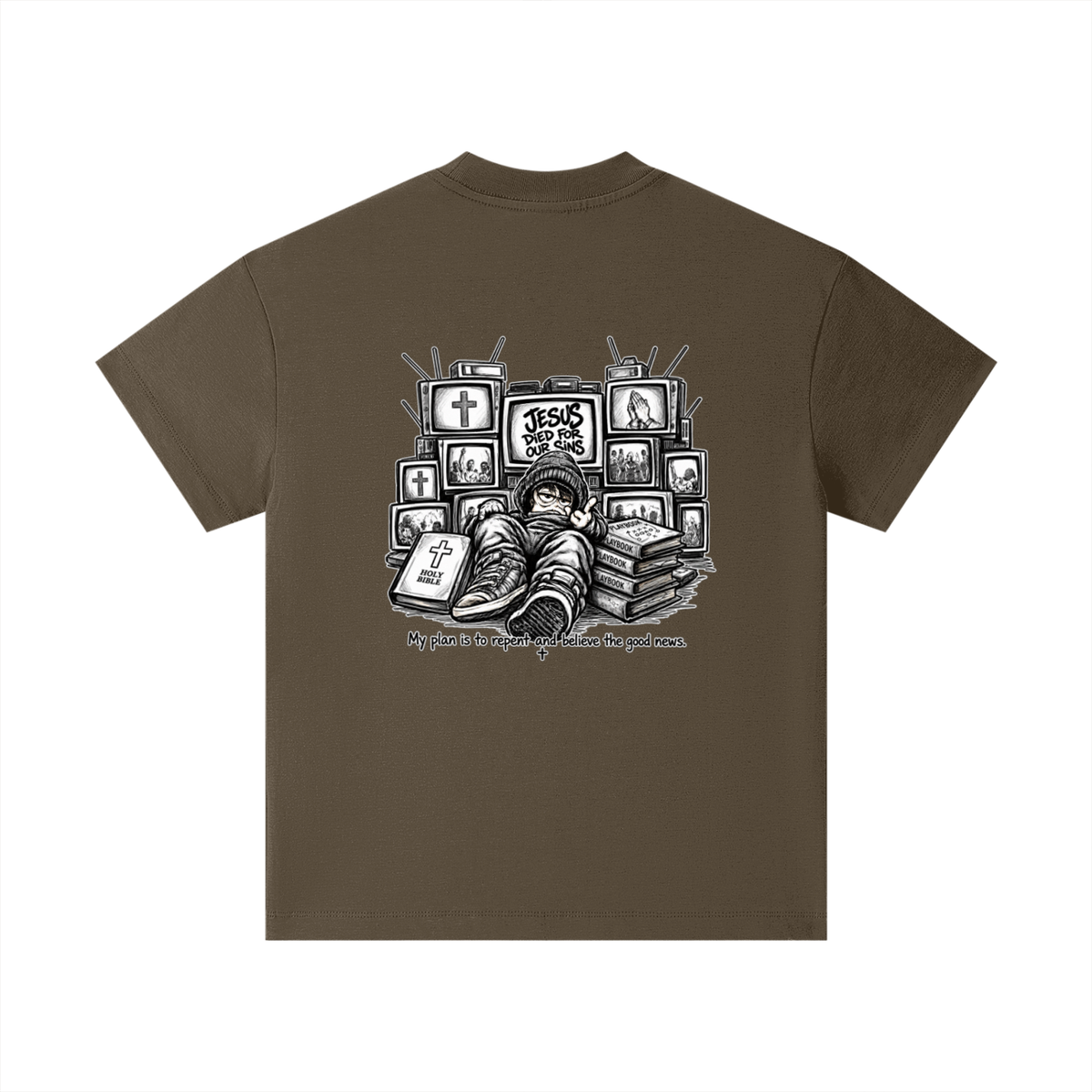 JESUS DIED FOR OUR SINS MY PLAN IS TO REPENT AND BELIEVE THE GOOD NEWS. Kids T-Shirt