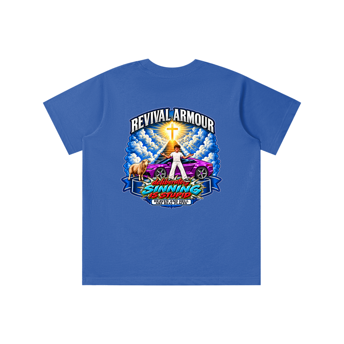 REVIVAL ARMOUR deliberately SINNING IS STUPID HEAVEN AND HELL ARE REAL PLACES DITCH UNGODLINESS Triggered by MARK 1:15 youth T-shirt