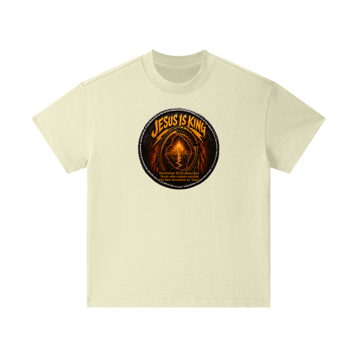 Jesus is king Revelation 22:15 describes those who remain outside the new Jerusalem as "dogs" Kids T-Shirt