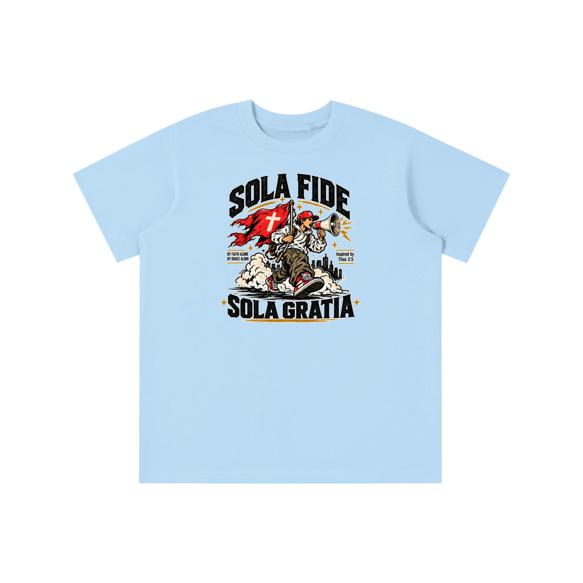 "Sola Fide / Sola Gratia" – Latin for "Faith Alone / Grace Alone." youth T-shirt