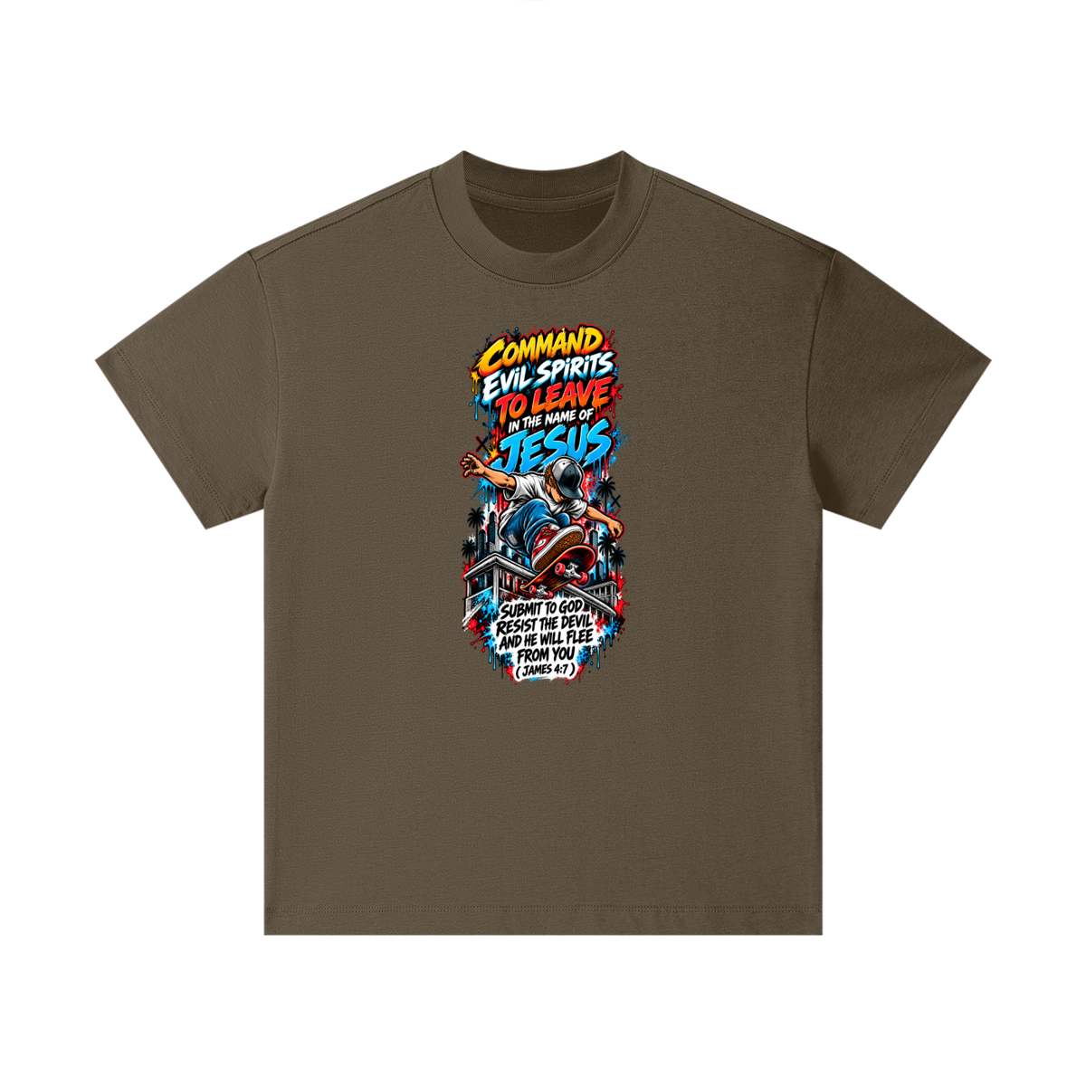 COMMAND EVIL SPIRITS TO LEAVE IN THE NAME OF JESUS SUBMIT TO GOD RESIST THE DEVIL AND HE WILL FLEE FROM YOU ( JAMES 4:7 ) Kids T-Shirt
