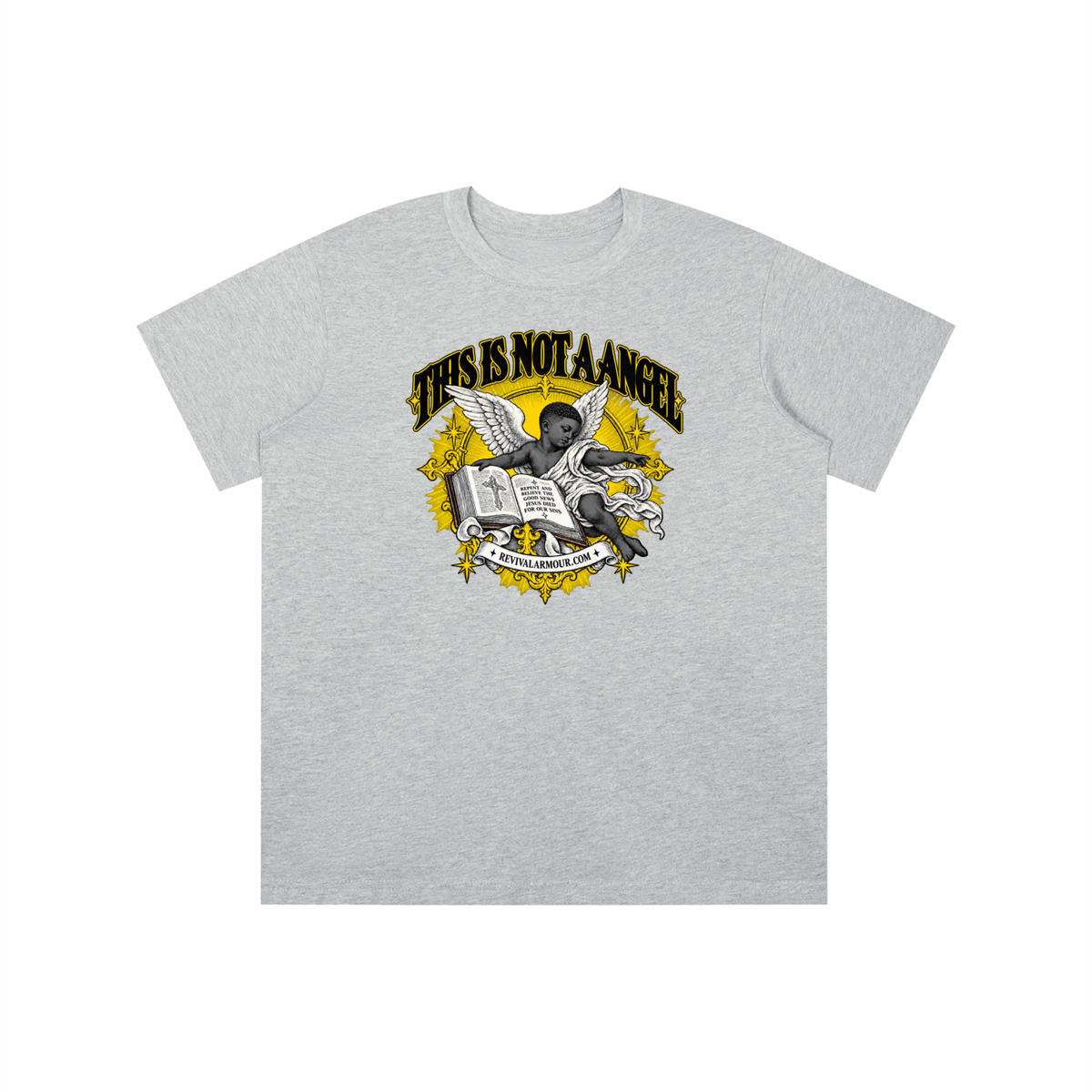 THIS IS NOT A ANGEL REPENT AND BELIEVE THE GOOD NEWS JESUS DIED FOR OUR SIN REVIVALARMOUR.COM youth T-shirt