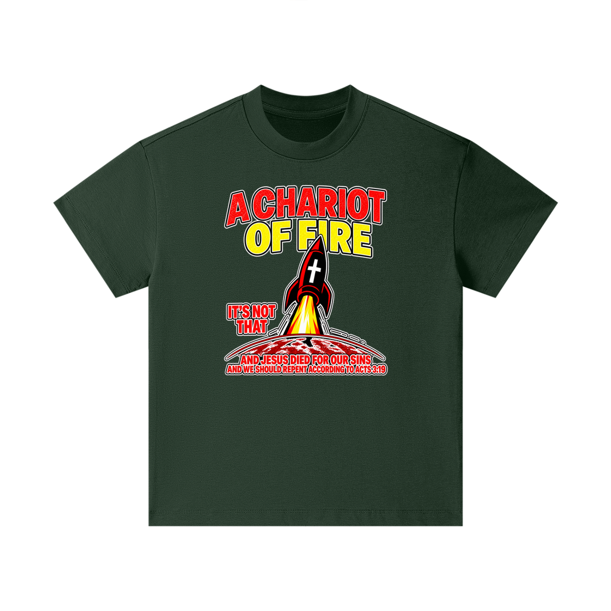A CHARIOT OF FIRE IT'S NOT THAT AND JESUS DIED FOR OUR SINS AND WE SHOULD REPENT ACCORDING TO ACTS 3:19 Kids T-Shirt
