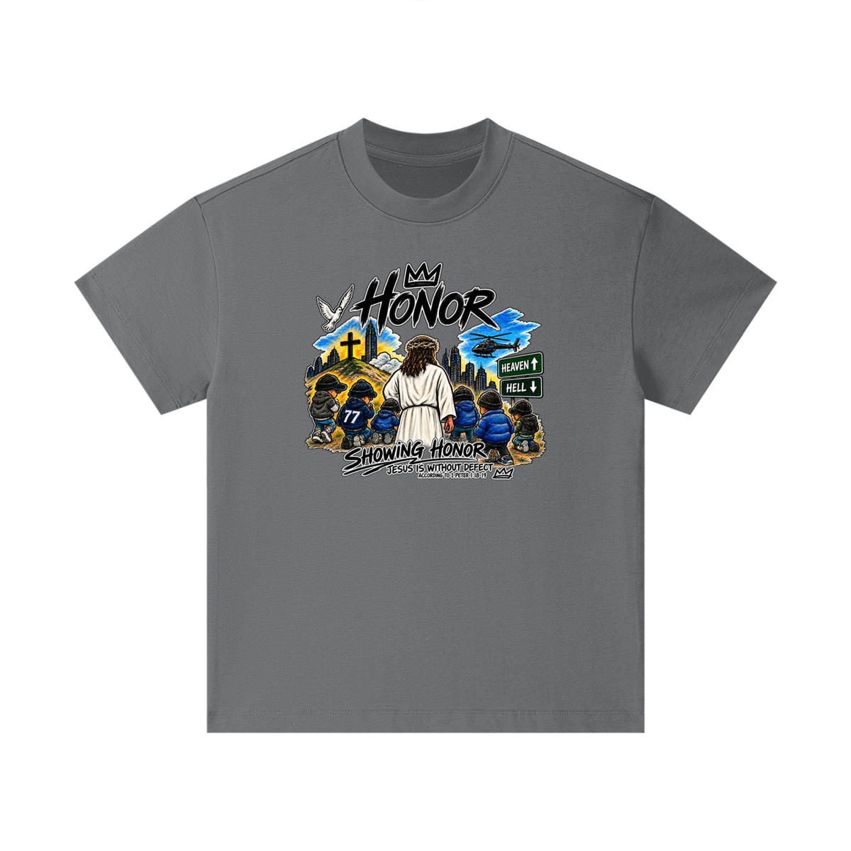 HONOR SHOWING HONOR JESUS IS WITHOUT DEFECT ACCORDING TO 1 PETER 1:18-19 Kids T-Shirt