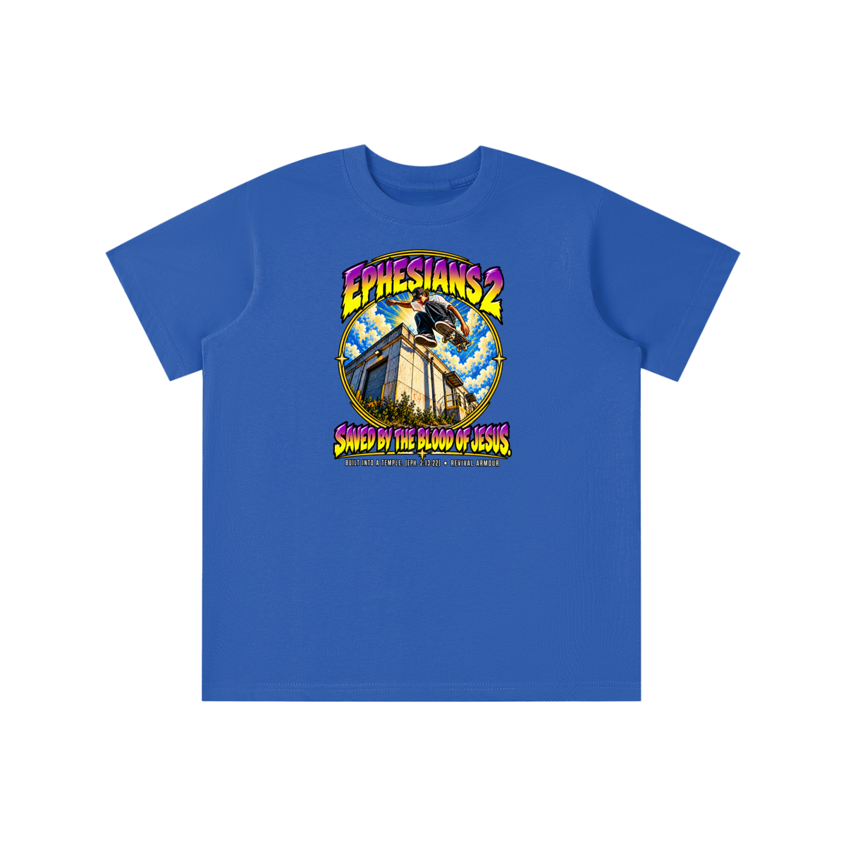 EPHESIANS 2 SAVED BY THE BLOOD OF JESUS BUILT INTO A TEMPLE. (EPH. 2:13-22) youth T-shirt