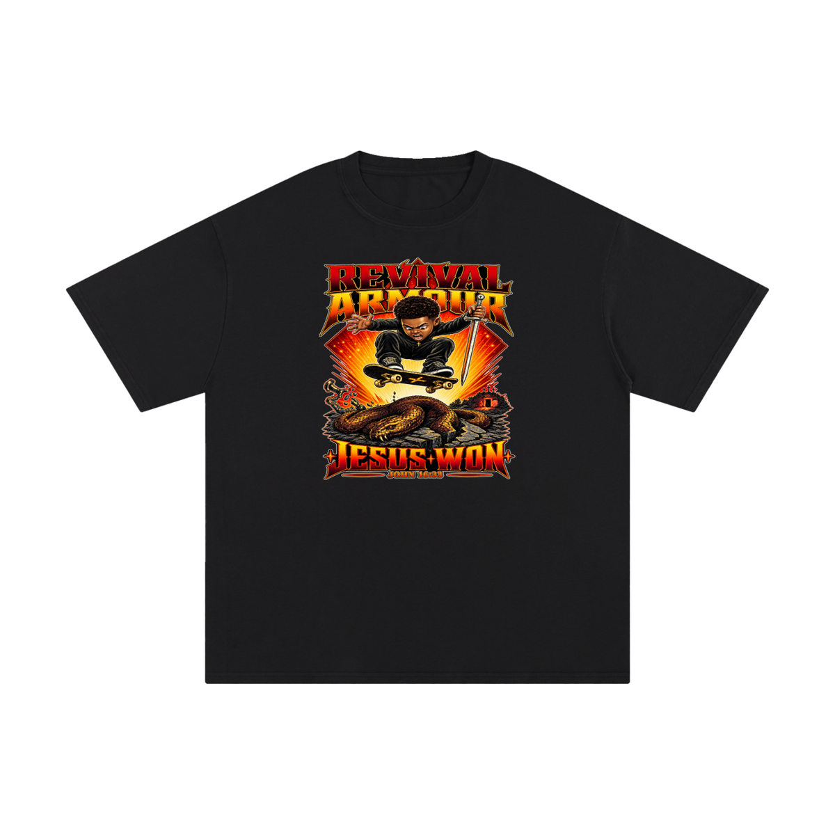 REVIVAL ARMOUR JESUS * WON - JOHN 16:33 - T-Shirt