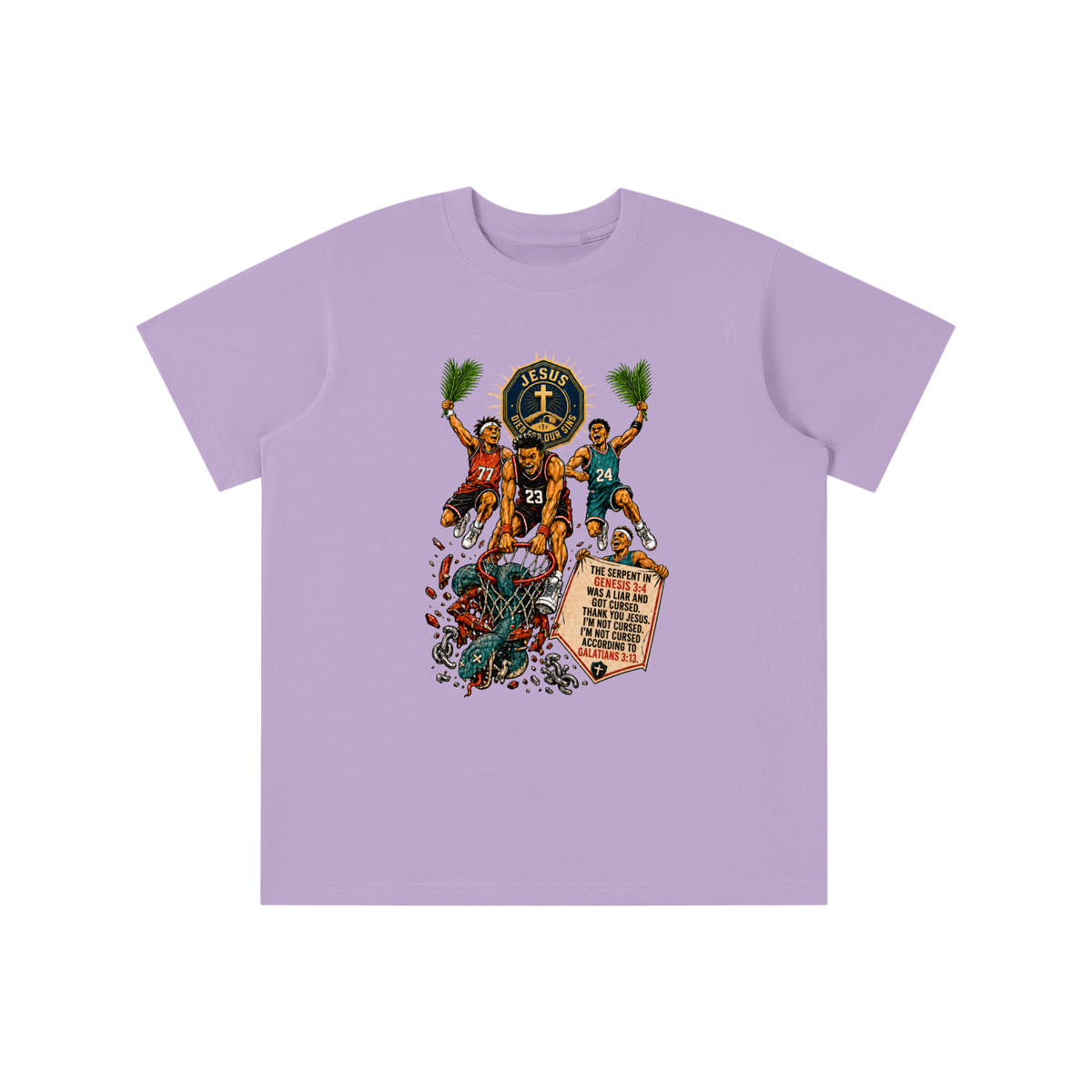 THE SERPENT IN GENESIS 3:4 WAS A LIAR AND GOT CURSED. THANK YOU JESUS. I'M NOT CURSED. I'M NOT CURSED ACCORDING TO GALATIANS 3:13. youth T-shirt
