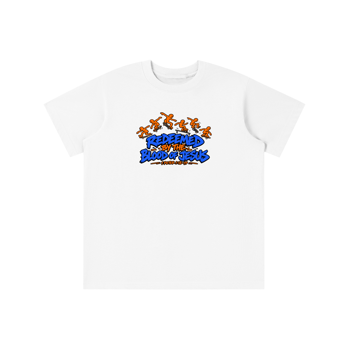 REDEEMED BY THE BLOOD OF JESUS - 1 PETER 1:18-19 - youth T-shirt