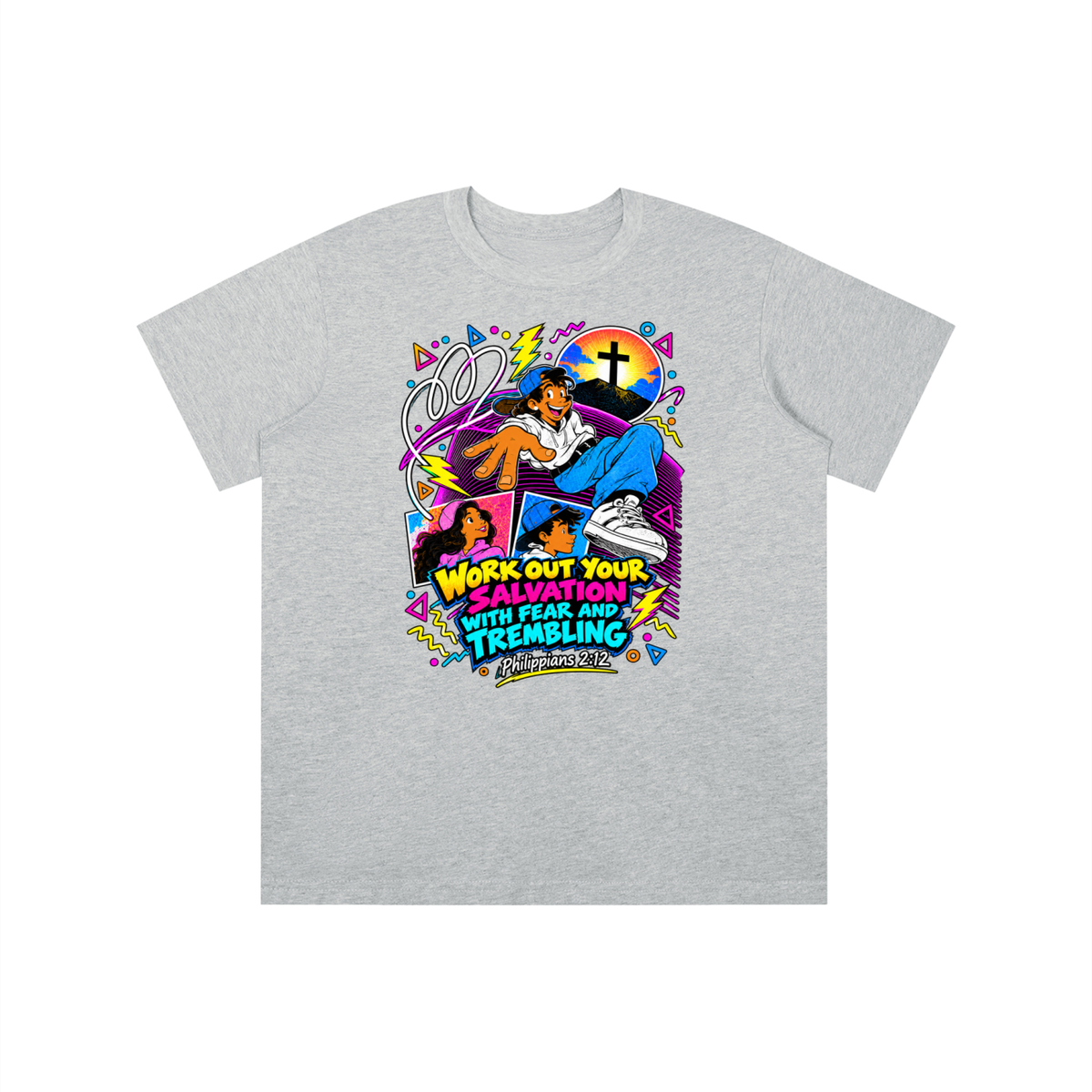 WORK OUT YOUR SALVATION WITH FEAR AND TREMBLING PHILIPPIANS 2:12 youth T-shirt