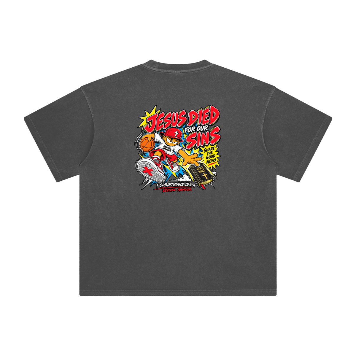 SUBMIT TO JESUS RESIST THE DEVIL AND HE WILL FLEE FROM YOU INSPIRED BY JAMES 4:7 JESUS DIED FOR OUR SINS SHARE THE GOOD NEWS HOLY BIBLE 1 CORTHIANS 15:1-4 REVIVAL ARMOUR T-Shirt