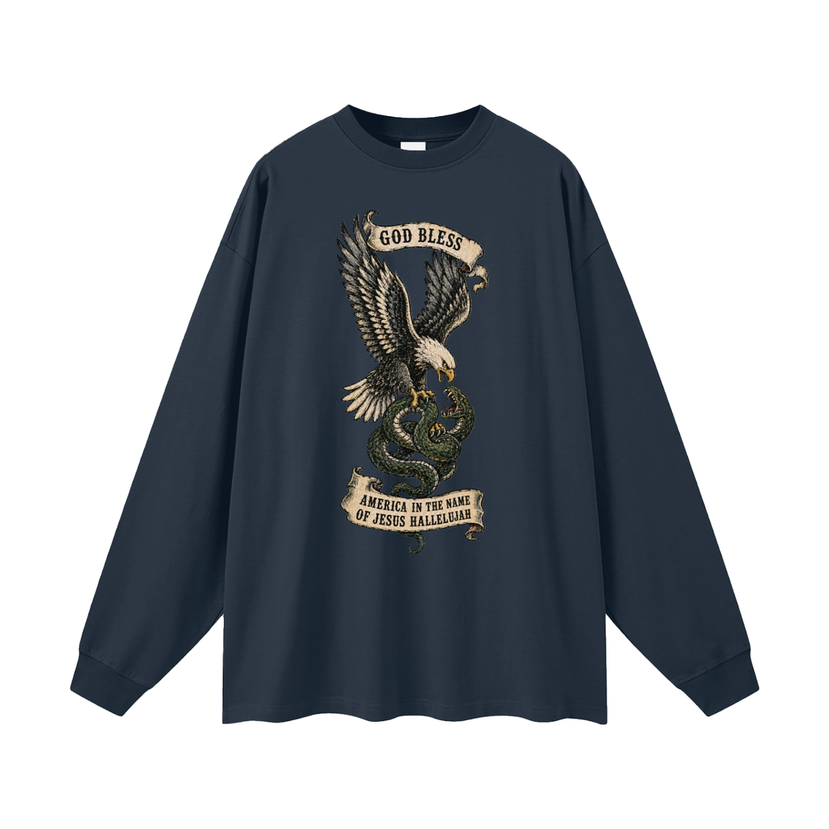 GOD BLESS AMERICA IN NAME OF JESUS HALLELUJAH Long Sleeve T-Shirt