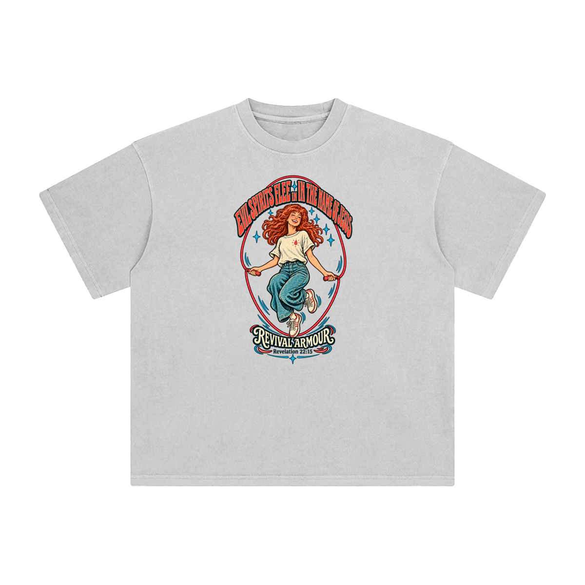 EVIL SPIRITS FLEE IN THE NAME OF JESUS REVIVAL ARMOUR *Revelation 22:15* T-Shirt