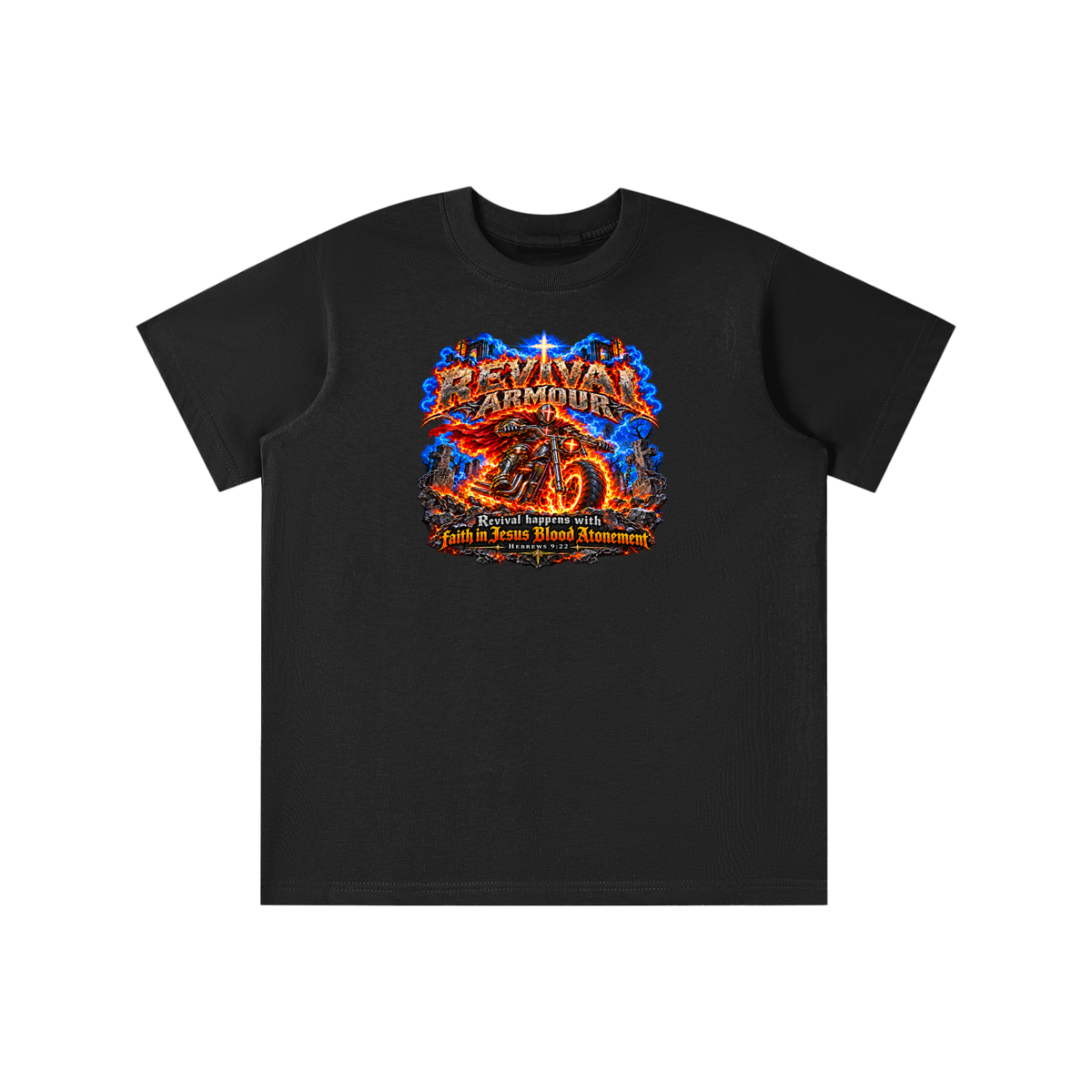 REVIVAL ARMOUR REVIVAL HAPPENS WITH FAITH IN JESUS BLOOD ATONEMENT - HEBREWS 9:22 youth T-shirt