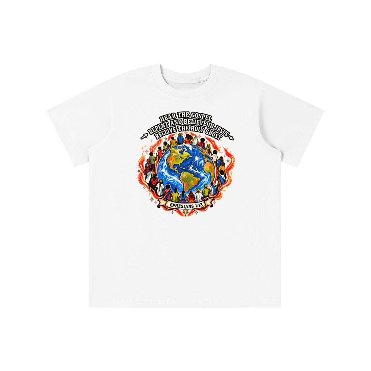 Hear the Gospel > repent and believe in Jesus > Receive the Holy Ghost youth T-shirt