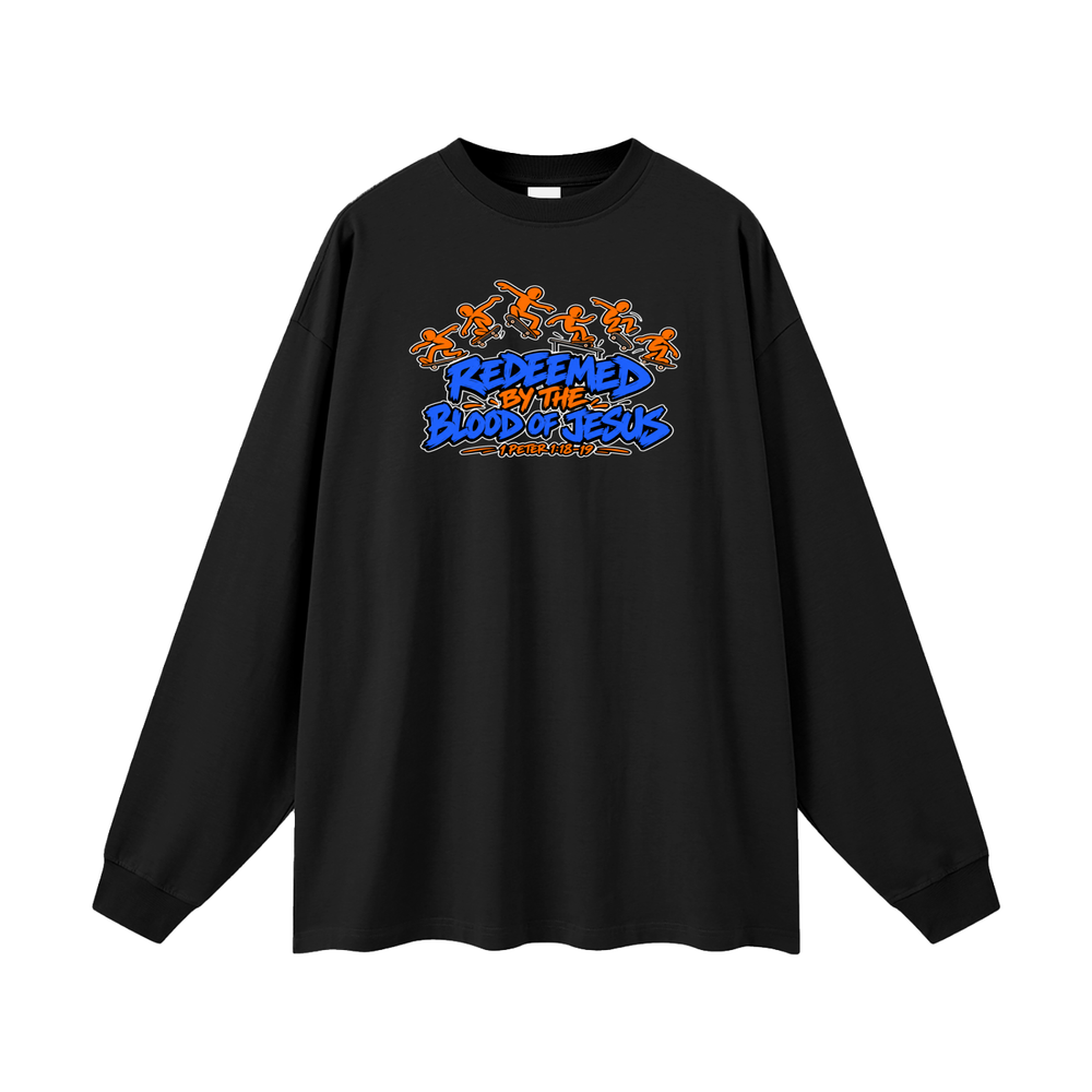 REDEEMED BY THE BLOOD OF JESUS - 1 PETER 1:18-19 - Long Sleeve T-Shirt