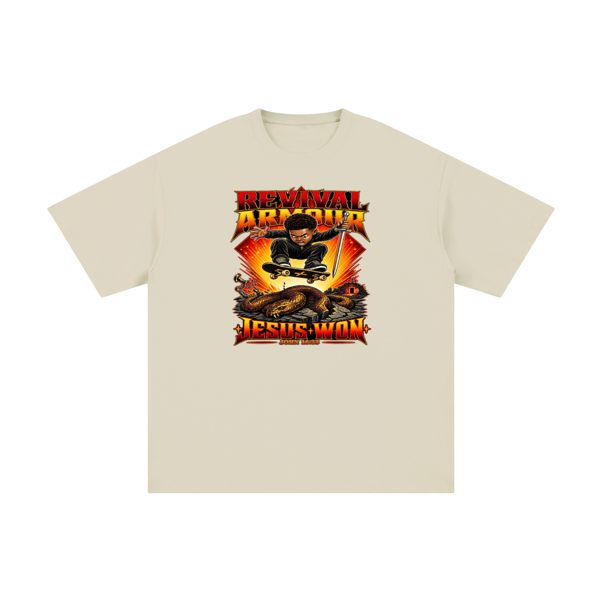 REVIVAL ARMOUR JESUS * WON - JOHN 16:33 - T-Shirt