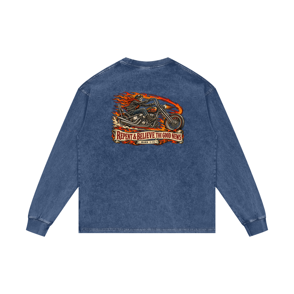 JESUS SAVES REPENT & BELIEVE THE GOOD NEWS - MARK 1:15 - Long Sleeve T-Shirt