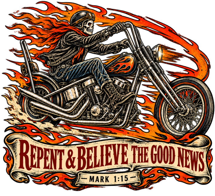 JESUS SAVES REPENT & BELIEVE THE GOOD NEWS - MARK 1:15 - T-Shirt