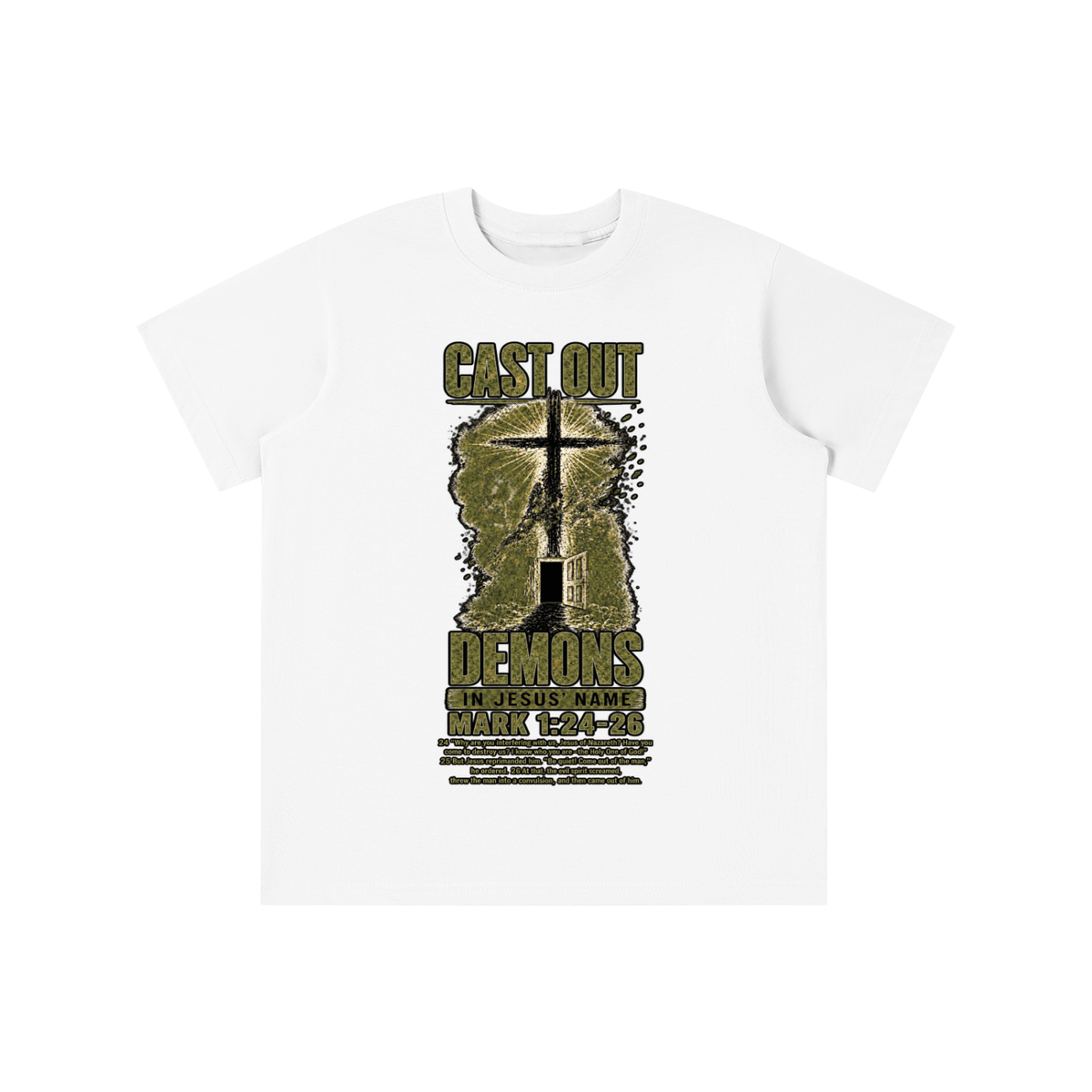 Mark 1:24-26 NLT youth T-shirt