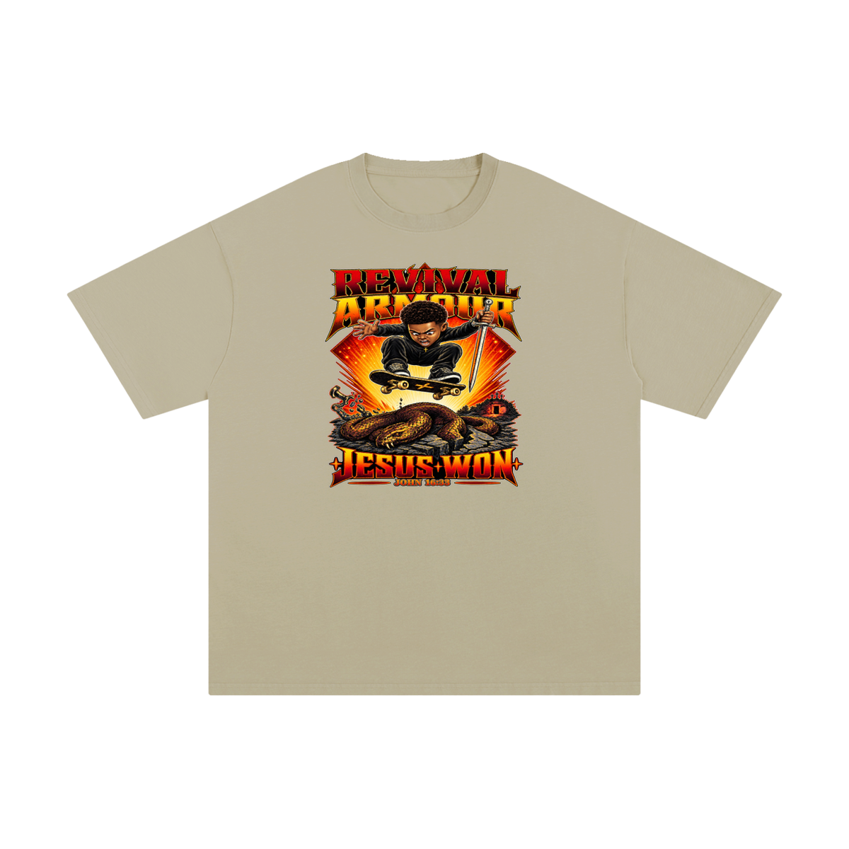 REVIVAL ARMOUR JESUS * WON - JOHN 16:33 - T-Shirt