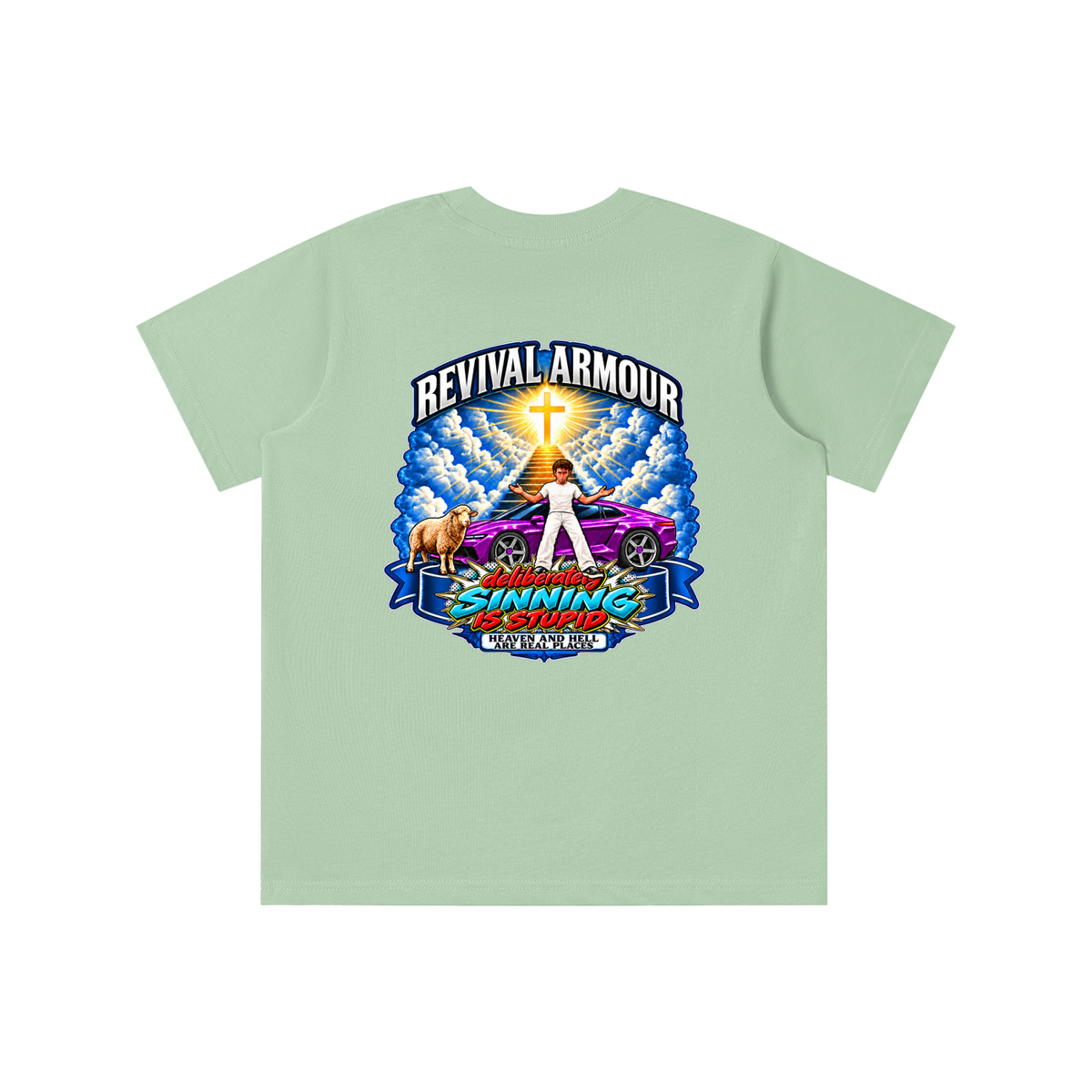 REVIVAL ARMOUR deliberately SINNING IS STUPID HEAVEN AND HELL ARE REAL PLACES DITCH UNGODLINESS Triggered by MARK 1:15 youth T-shirt